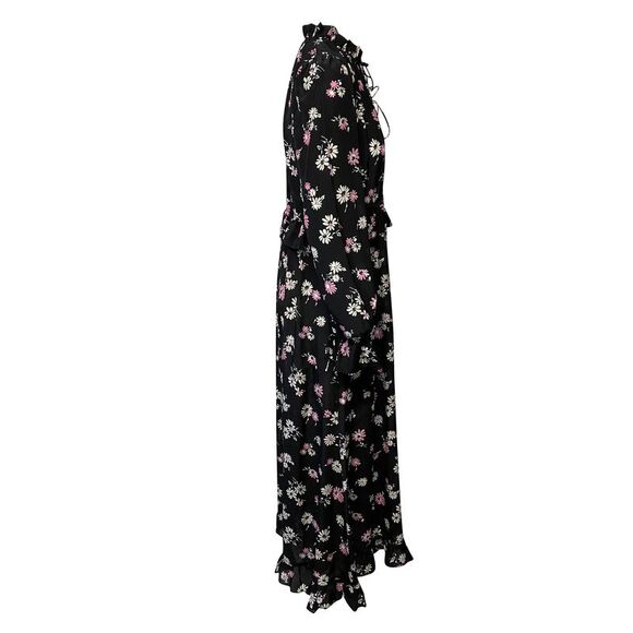 Les Revêries Tie-front Maxi Dress in Floral Print Silk - Picture 2 of 9